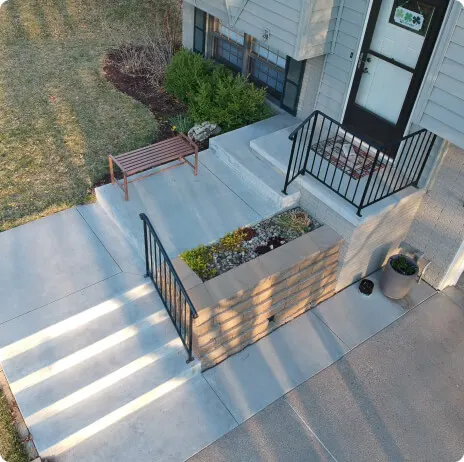 Front porch and stoop concrete steps